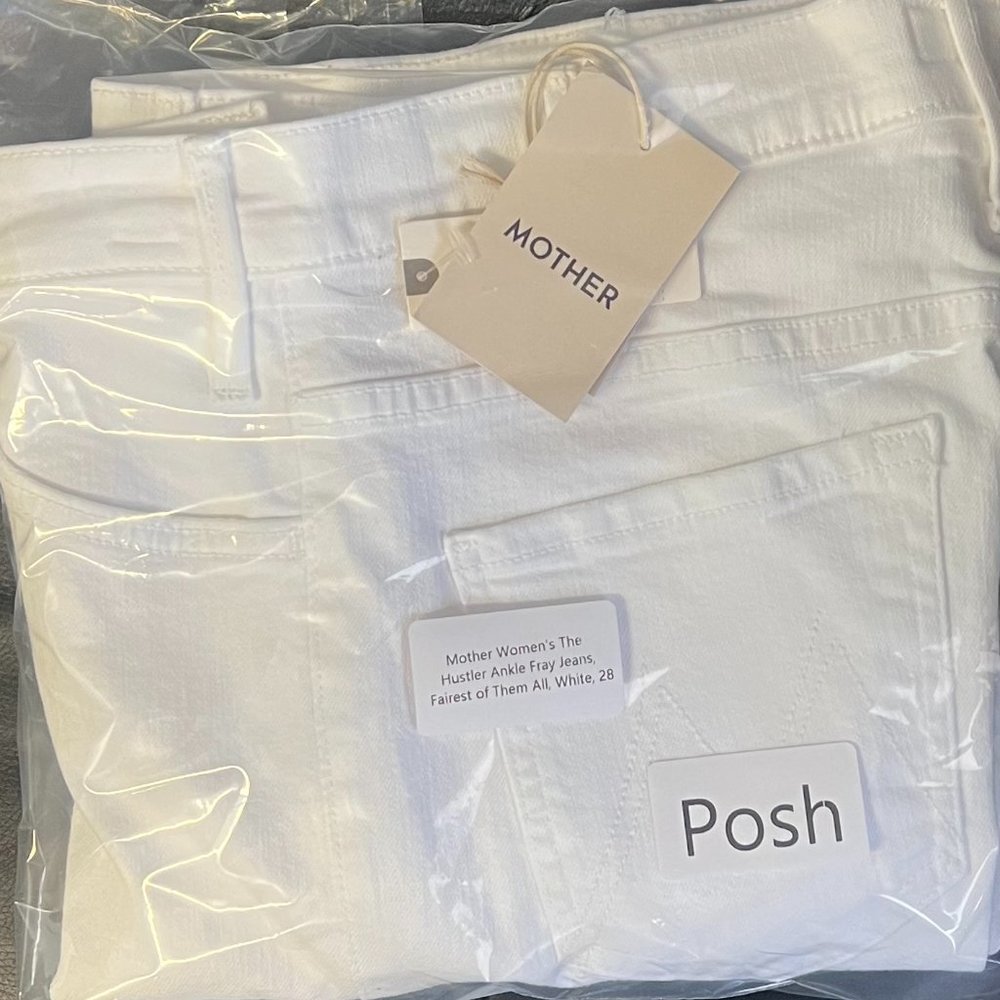 NWT! Mother Women's The Hustler Ankle Fray Jeans, Fairest of Them All, White, 28 - Picture 7 of 11